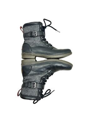 UGG Kesey waterproof black leather grey wool lined winter ankle snow boots 7.5